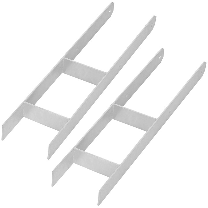 Baza Stalp H Pentru Zidarie, KOTARBAU, 140mm, 600mm, 2 bucati, argintie