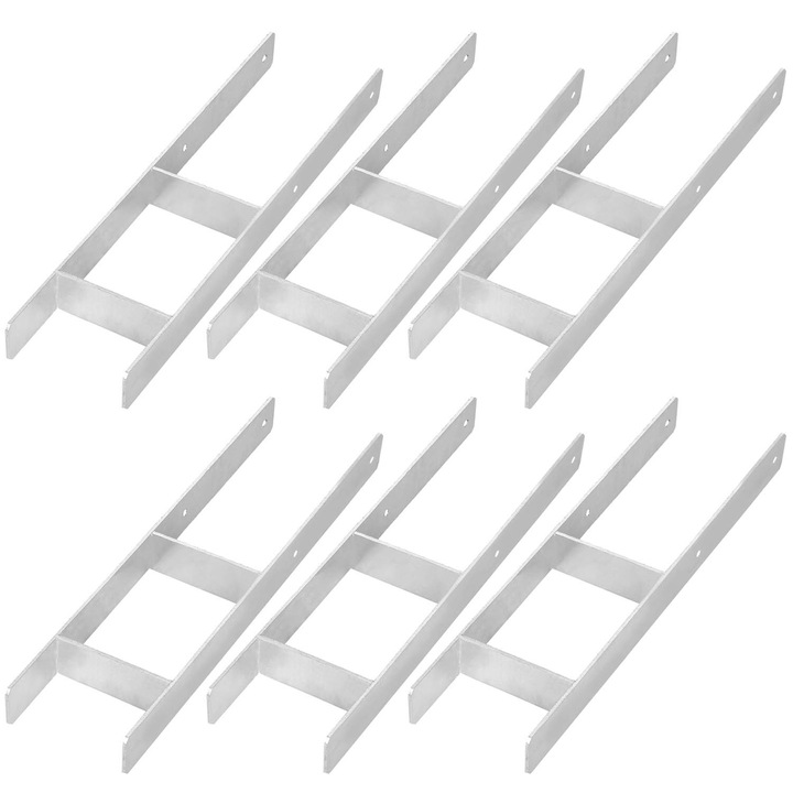Baza Stalp H Pentru Zidarie, KOTARBAU, 150mm, inaltime 600mm, otel zincat, set 6 bucati, argintie