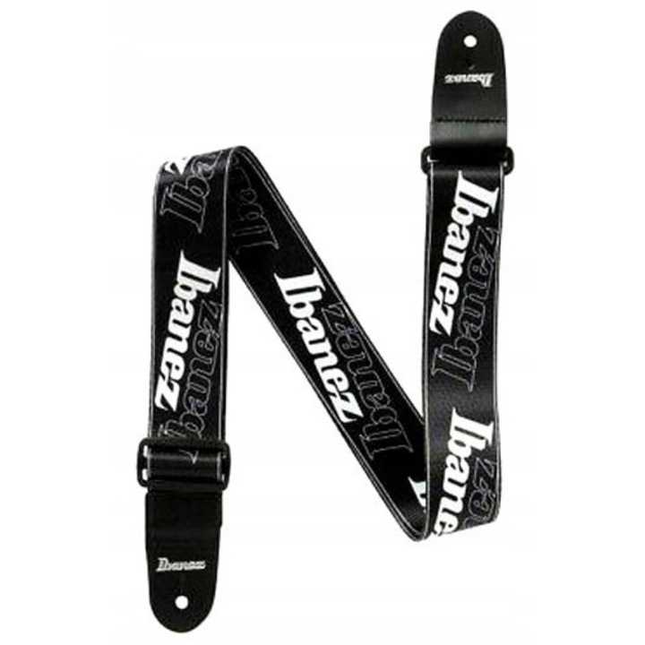 Curea chitara Ibanez GSD50 P6, negru cu logo alb, nylon, lungime ajustabila 1700mm, latime 50mm