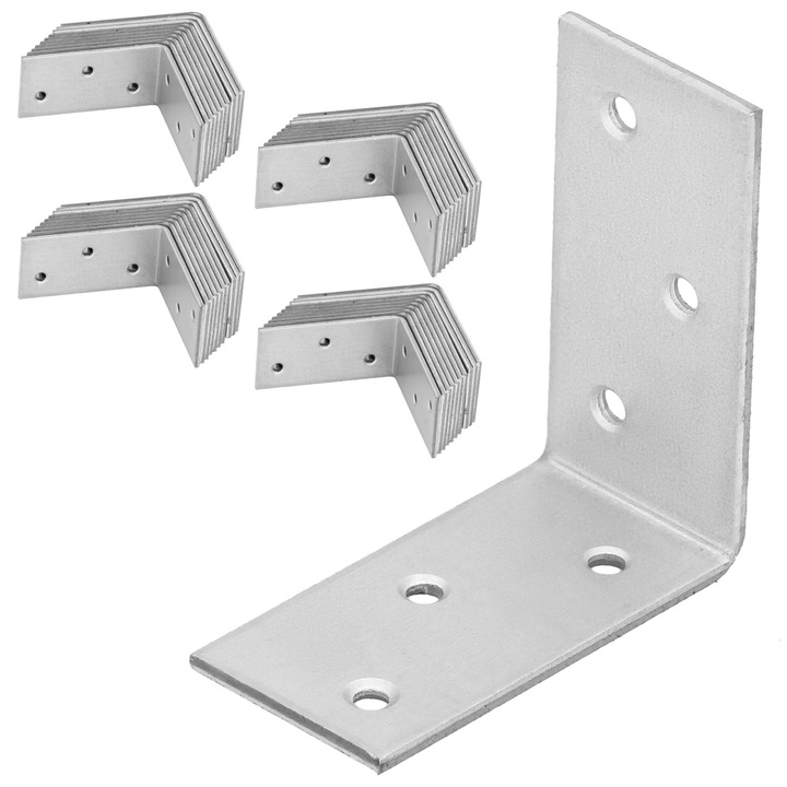 Szögletes Sarokösszekötő, Kotarbau, 50x50x25 mm, 50 darab, horganyzott acél, ezüst