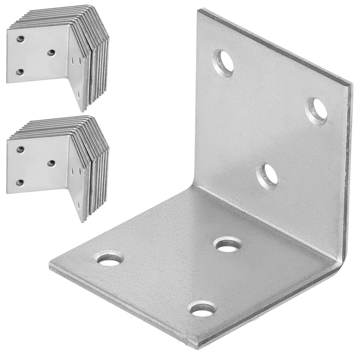 Szögletes Összekötő Asztalosmunkához, Kotarbau, 40x40x40 mm, 25 darab, horganyzott acél, ezüst