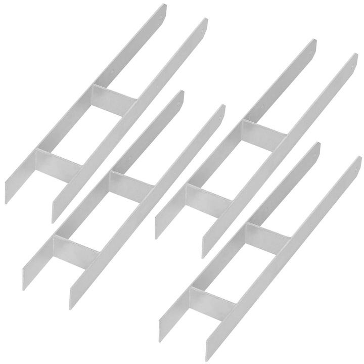 Baza Stalp H Pentru Zidarie, KOTARBAU, 90mm, 600x60mm, set 4 buc, argintie