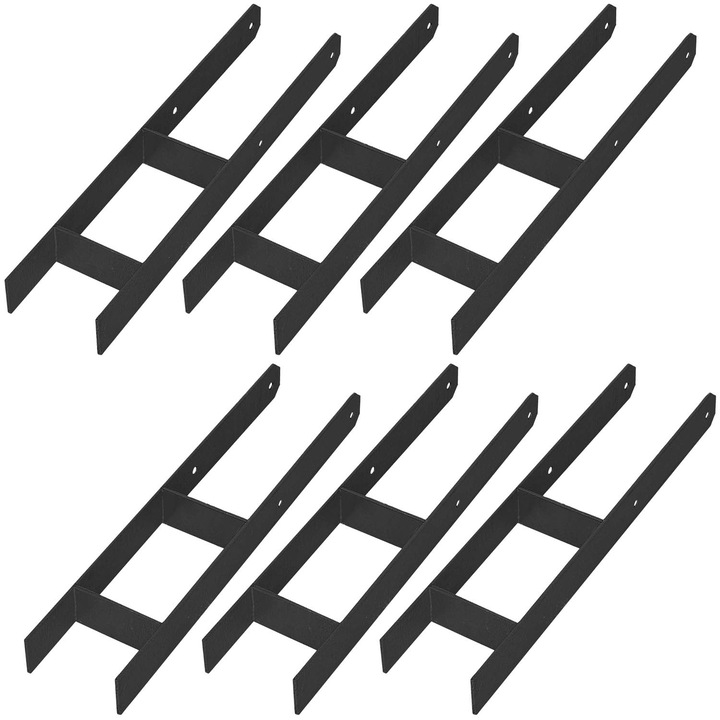 Podsta H pentru wmurowanie, KOTARBAU, otel zincat, 120mm, set 6 bucati, negru, 60x600mm