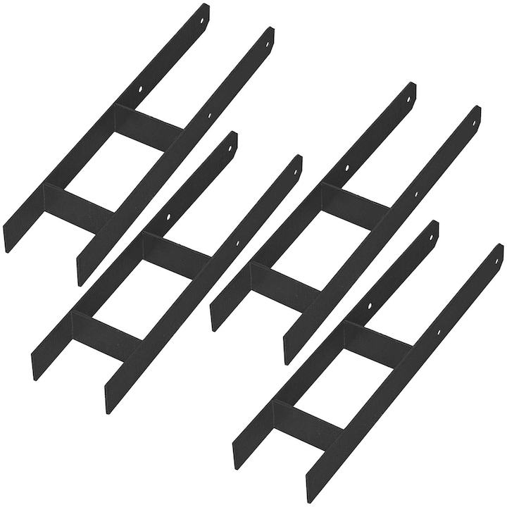 Baza Stalp H Pentru Zidarie, KOTARBAU, otel zincat, 120mm, set 4 bucati, negru, 60x600mm