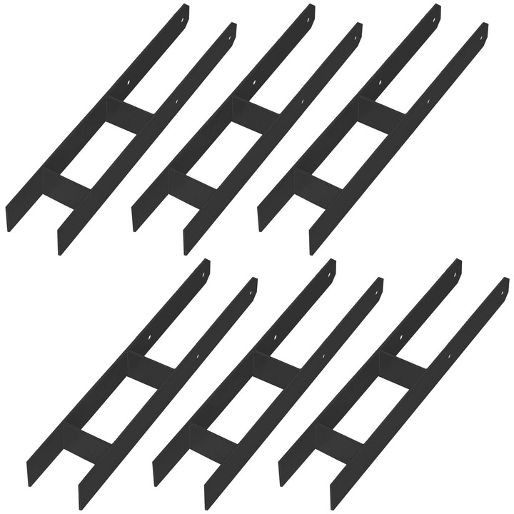 Baza Stalp H Pentru Zidarie, KOTARBAU, otel zincat, 100mm, set 6 bucati, negru, 60x600mm