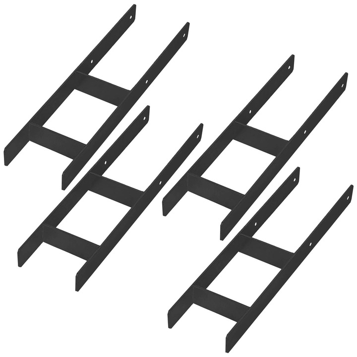 Baza Stalp H Pentru Zidarie, KOTARBAU, otel zincat, 150mm, set 4 bucati, negru, 60x600mm
