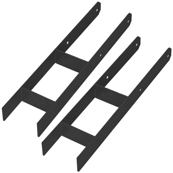 Podsta H pentru wmurowanie, KOTARBAU, otel zincat, 120mm, set 2 bucati, negru, 60x600mm