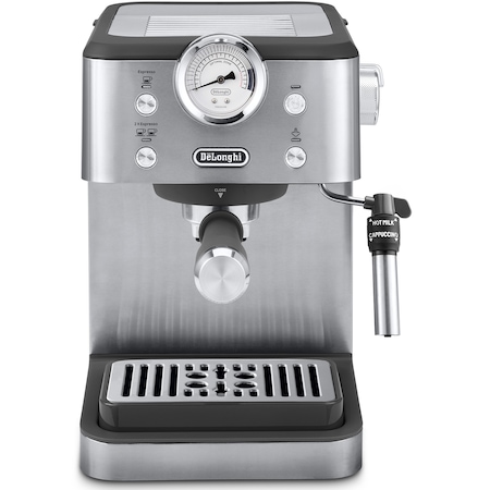 Espressor manual De'Longhi Classic EM450.M, 2 tipuri de bauturi, sistem manual de spumare, 1.7l, 1325W, 15 bar, argintiu