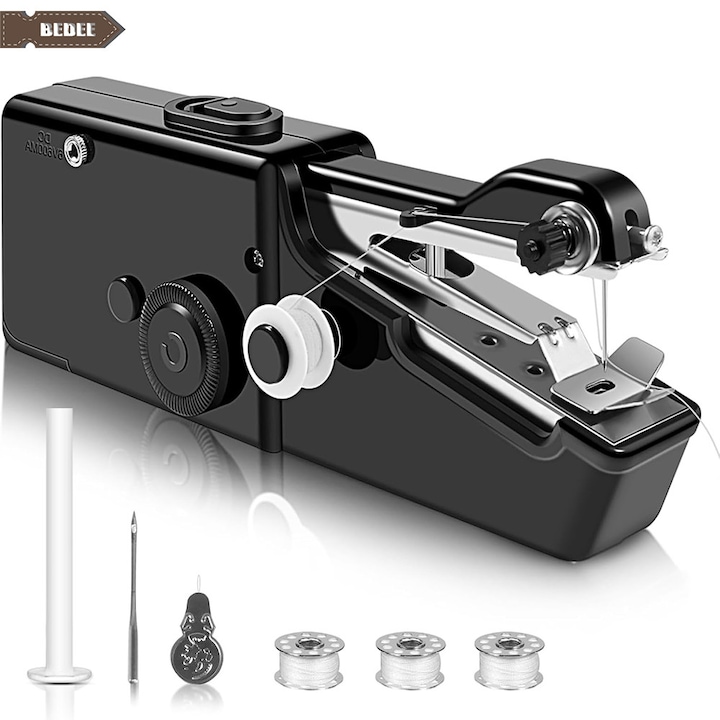 Мини шевна машина Bedee, компактна, черна, преносима, 20x10x15см