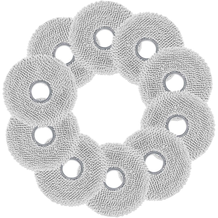 Set 10 rezerve de mop, Potrivit pentru Ecovacs T30/T50/N30/T30C si alte aspiratoare, Microfibra de inalta calitate, Bedee, Destinatie Pentru Curatarea Suprafetelor Dure, Gri