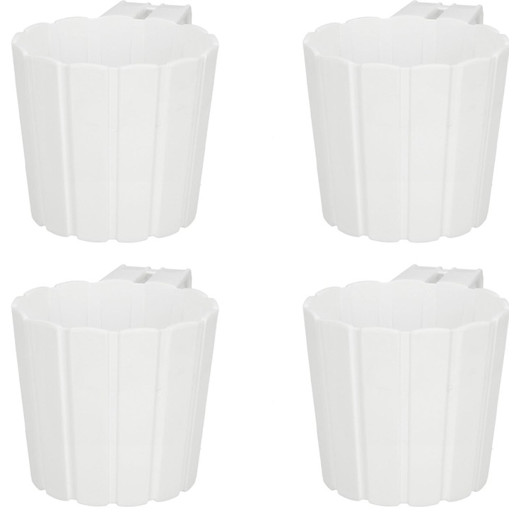Ghiveci balcon, KOTARBAU, 15x13cm, alb, set 4 bucati