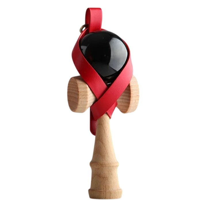 Husa pentru Kendama, din Piele Ecologica, Carabina pentru Prindere, Fixare, tip Breloc Rucsac, Pantaloni, 2 x 6 cm, Rosu