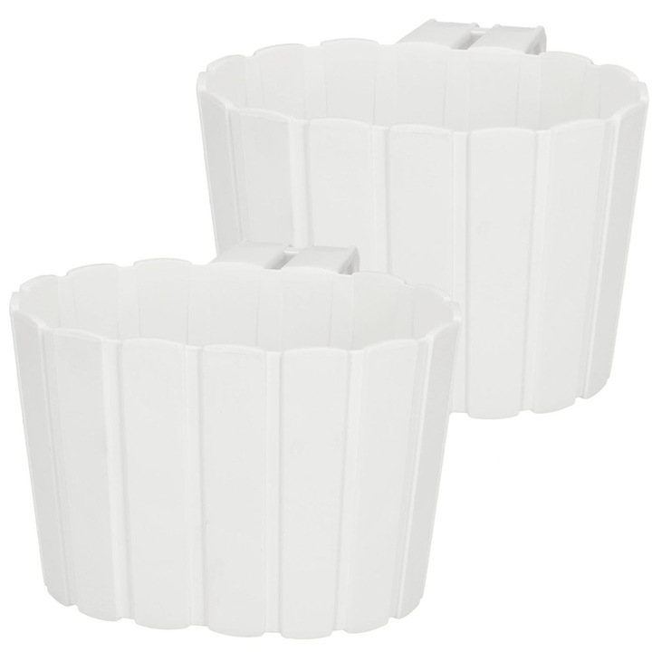 Ghiveci balcon, KOTARBAU, alb, 20x14x13cm, set 2 bucati