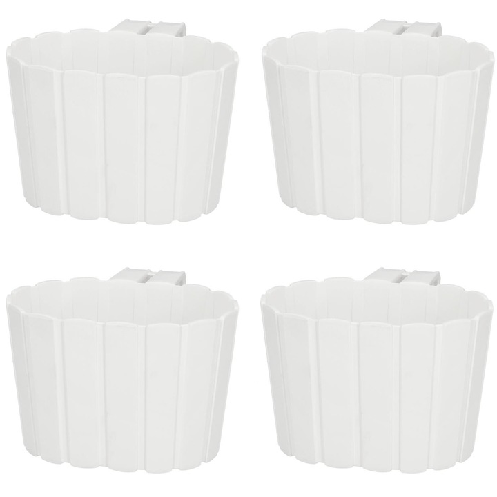 Ghiveci balcon, KOTARBAU, alb, 20x14x13cm, set 4 bucati