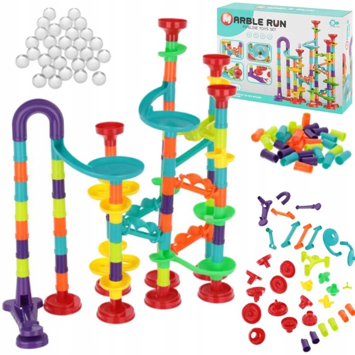 Circuit bile 113 piese, ChRLD, cu lansator special, multicolor, pentru copii de 3 ani