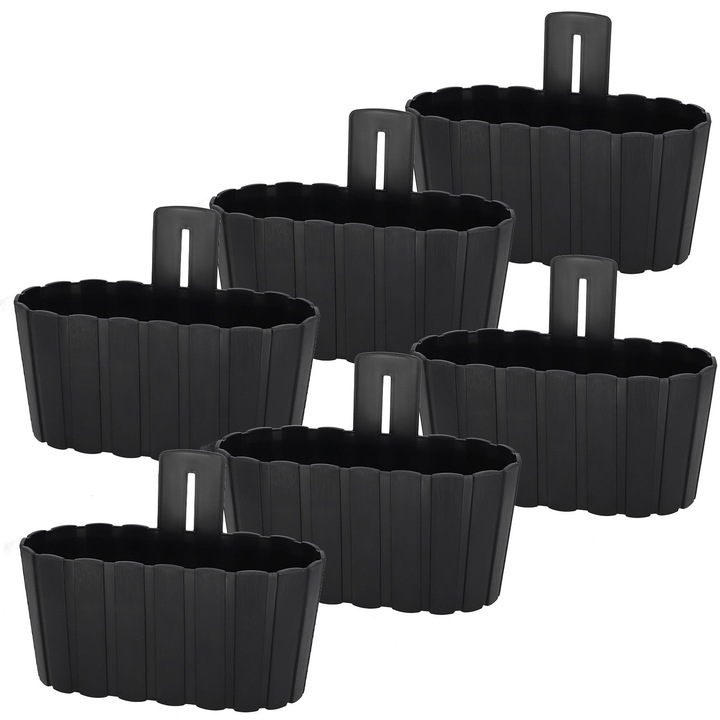 Саксия за стена KOTARBAU, антрацит, 28x14x13см, комплект от 6 броя