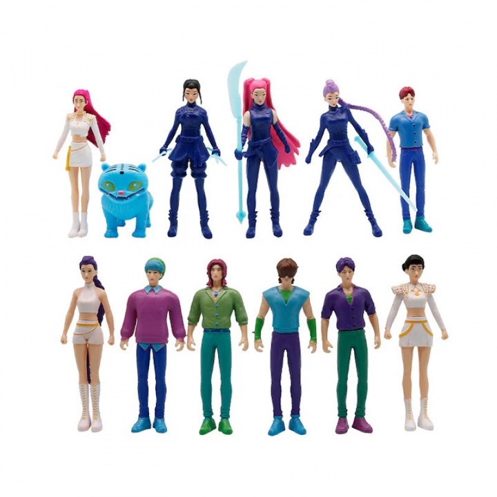 12 db-os KPop Démonvadász figura szett, AjieQaQ, ellenálló PVC, élénk színek, 10,5 cm