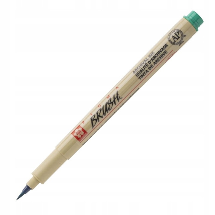 Marker Sakura Pigma Brush, verde, varf moale, 1 bucata