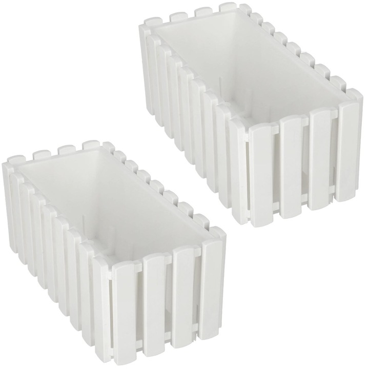 Ghiveci set 2 bucati, KOTARBAU, alb, 38x18x16,2cm