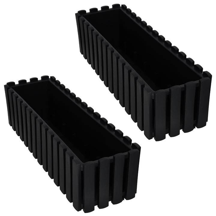 Ghiveci set 2 bucati, KOTARBAU, antracit, 58x18x16,2cm