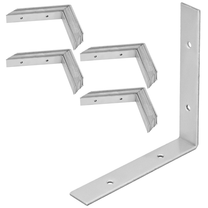 Conector de constructie KOTARBAU 150x150x25 mm, 50 bucati, otel zincat, argintiu