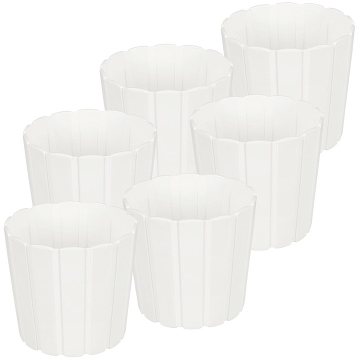 Ghiveci plastic KOTARBAU, set de 6, alb, 17cm