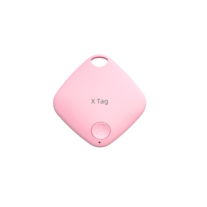 Localizator global anti-pierdere, pentru animale de companie, varstnici si copii, Compatibil Apple AirTag Find my, Roz, 36x42x8mm, Romb