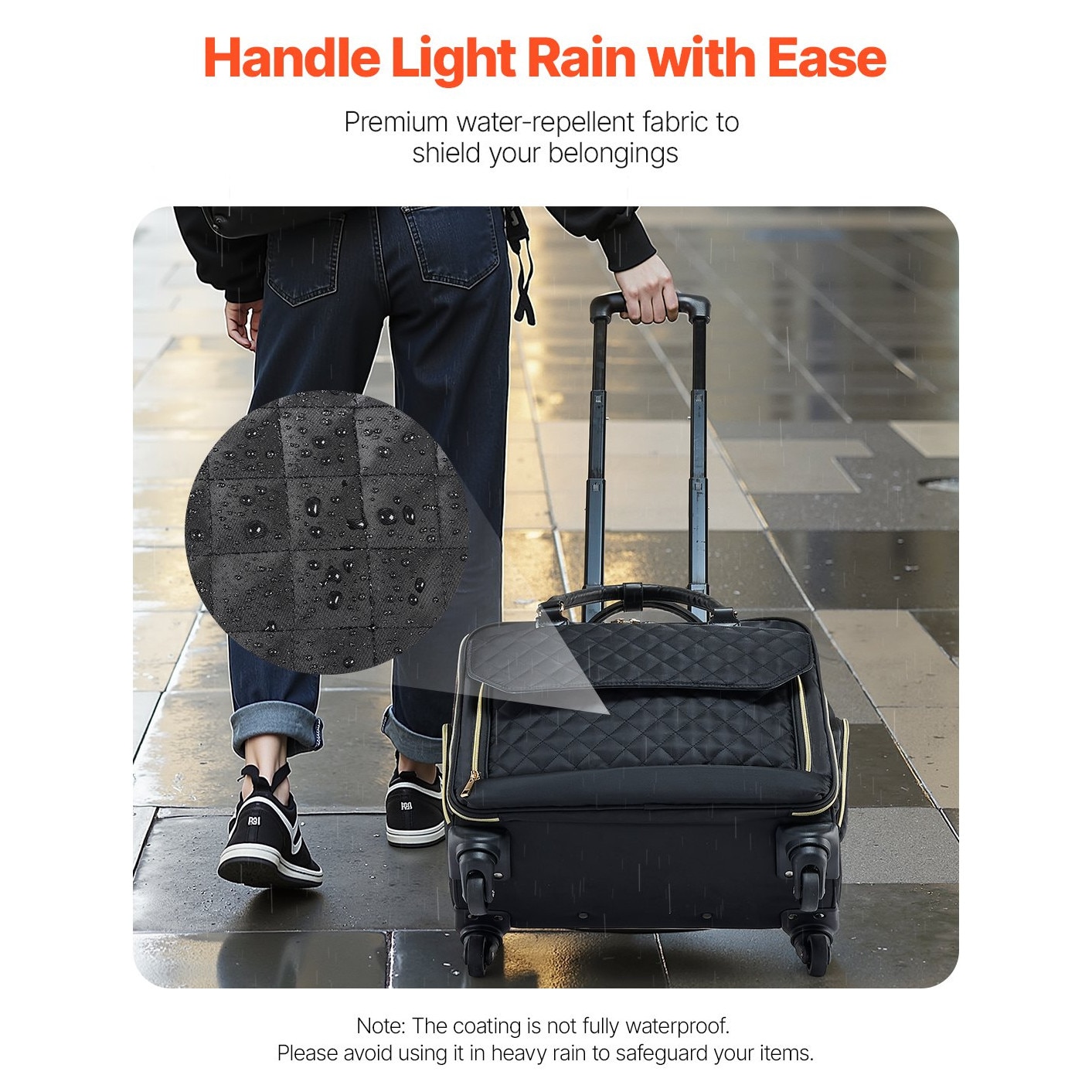 Troler laptop, auriu, pentru laptop 17 "3", material 1680D, roti pivotante 360