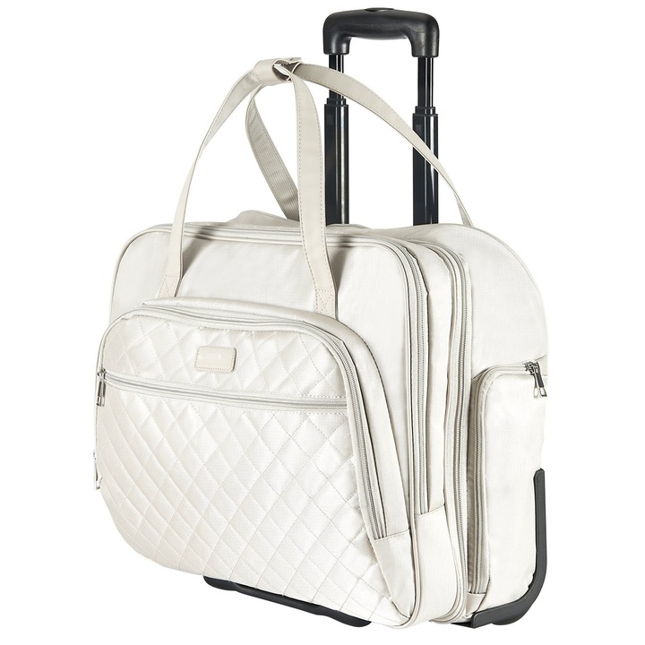 Fekete, 15,6 hüvelykes laptoptáska kerekekkel és rendezett rekeszekkel