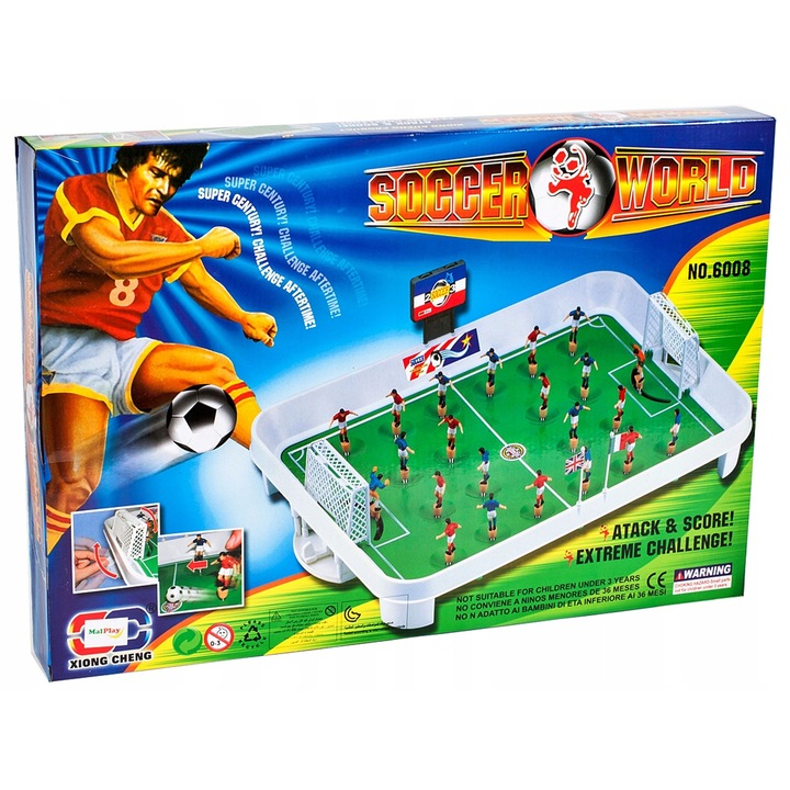 Masa de Fotbal cu Arcuri, 22 Jucători, Include Minge și Tabla de Marcaj, Plastic, Dimensiuni Compakte