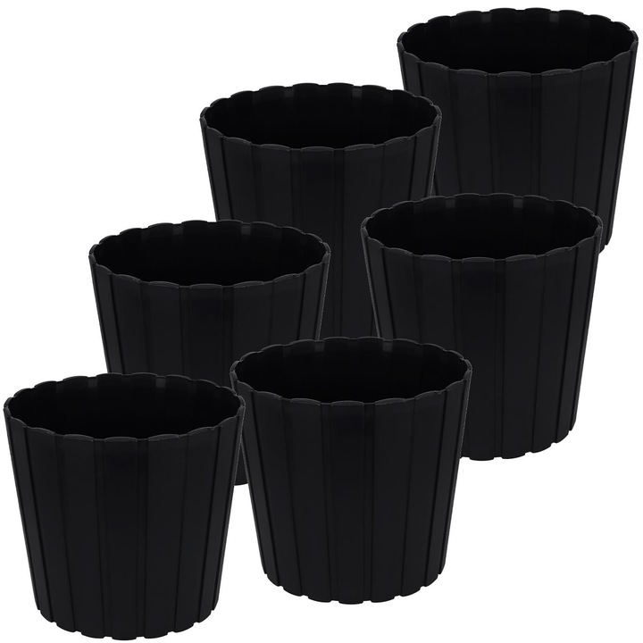 Ghiveci plastic KOTARBAU, 29cm, antracit, set de 6 bucati
