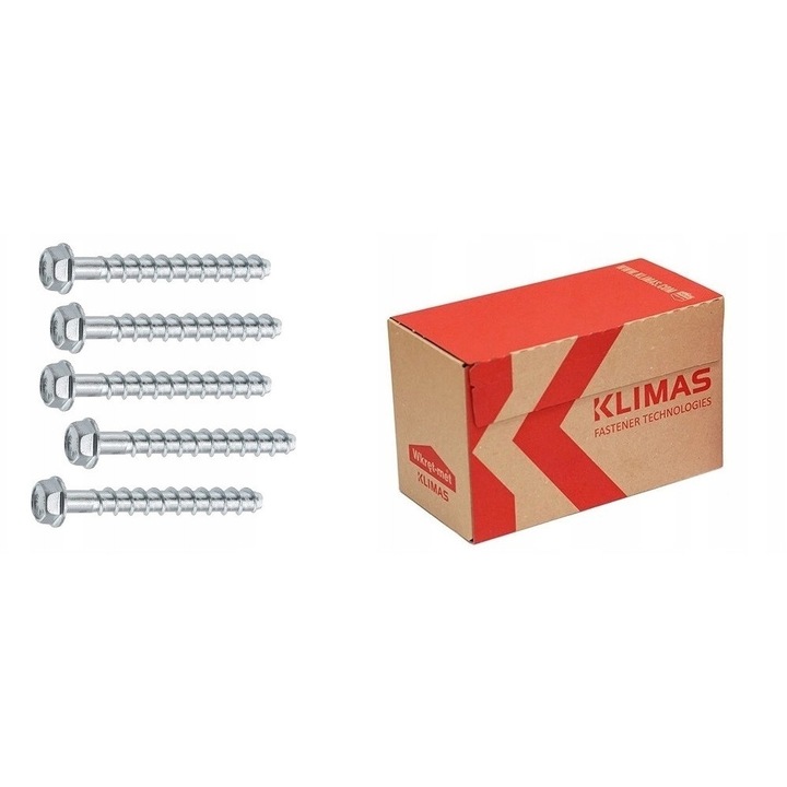Винтове за бетон с шестостенна глава 10x120mm, комплект 50 бр, Klimas, бели