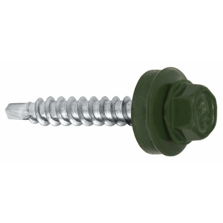 Suruburi auto-perforante Klimas 4,8x55mm RAL 6020, set 200 bucati, verde