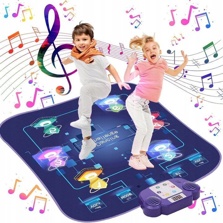 Mata muzicală interactivă, 5 moduri joc, 6 butoane luminoase, Bluetooth, plastic, pentru băieți, 3 ani+