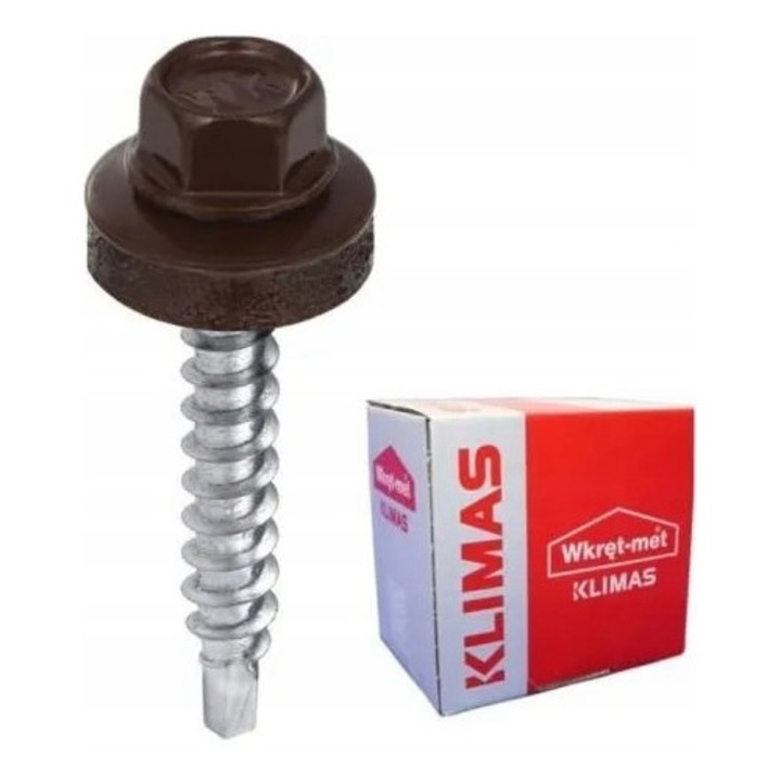 Suruburi auto-perforante cu EPDM, Klimas, 5,5x32mm, 200 bucati, RAL 8017