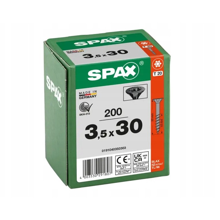 Suruburi SPAX BLAX, 3,5x30mm, set 200 bucati, fara necesitate de forare, negru