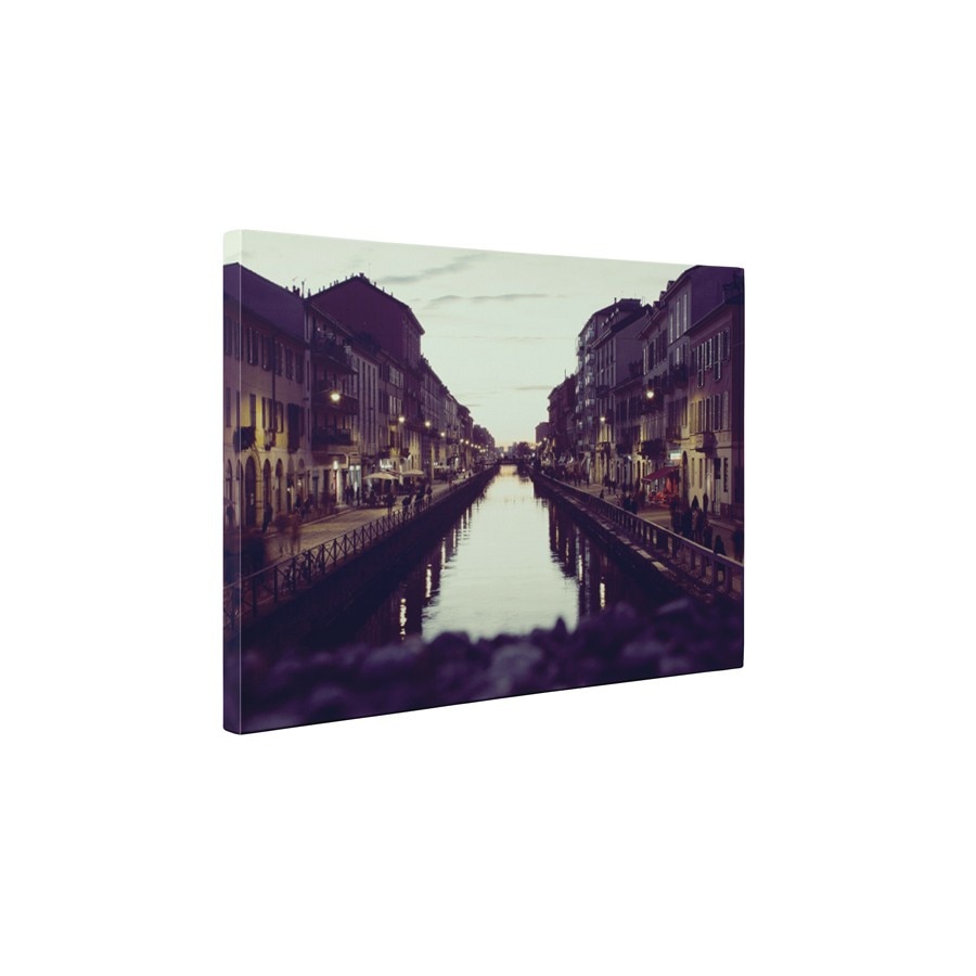 Case pe malul raului - Tablou Canvas - 60x80 cm