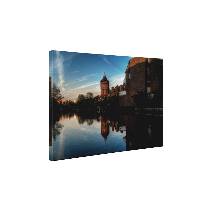 Cladiri pe malul raului - Tablou Canvas - 60x80 cm