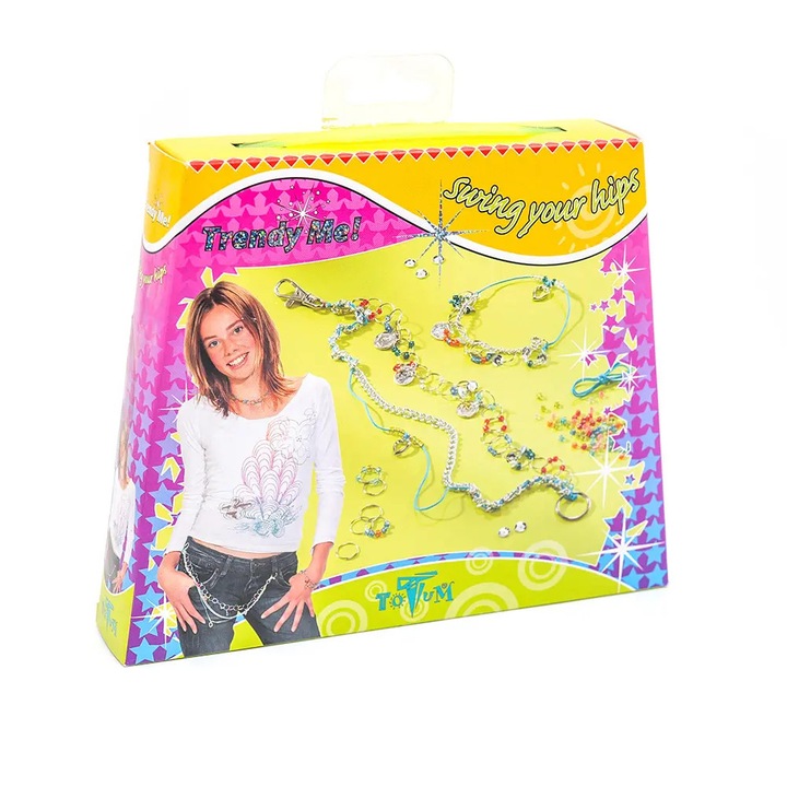 Set creație bijuterii, Totum, margele colorate, accesorii metalice, pentru copii peste 5 ani