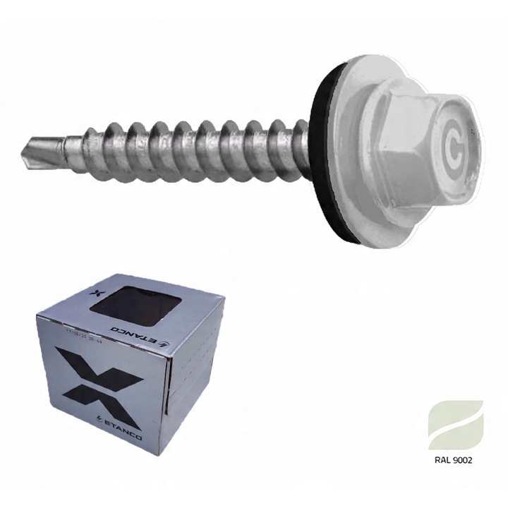 Suruburi de acoperis Etanco 4,8x50mm RAL9002 set 100 bucati