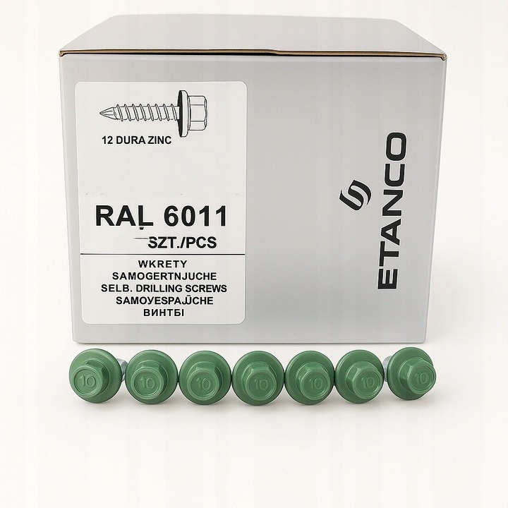 Suruburi fermierske Etanco, 4,8x50mm, RAL 6011, 250 bucati, cu garnitura EPDM