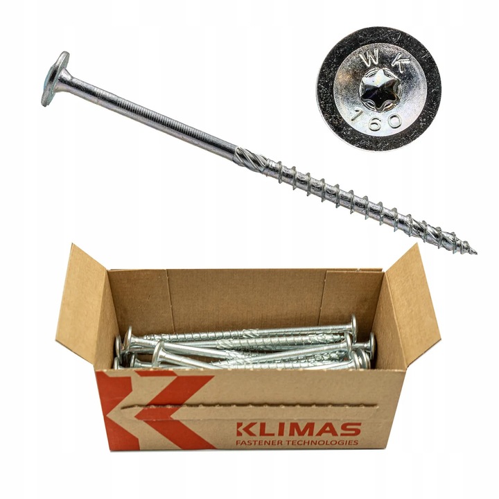 Suruburi pentru lemn Klimas 5x120mm, tip TX, set 150 bucati, argintii