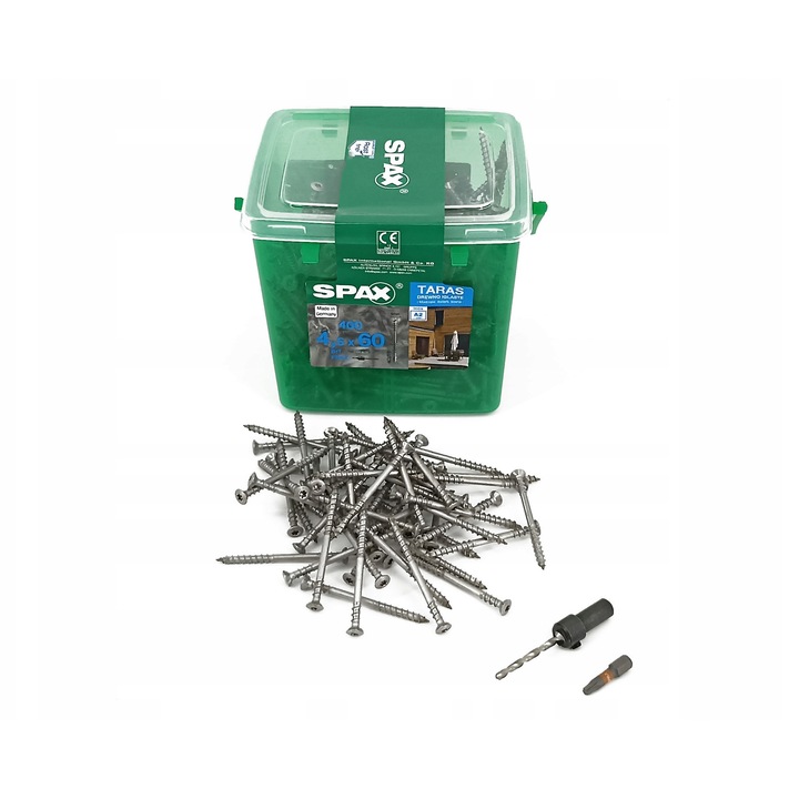 Suruburi SPAX pentru terasa, 4,5x60mm, set 400 bucati, inox A2, T-STAR plus
