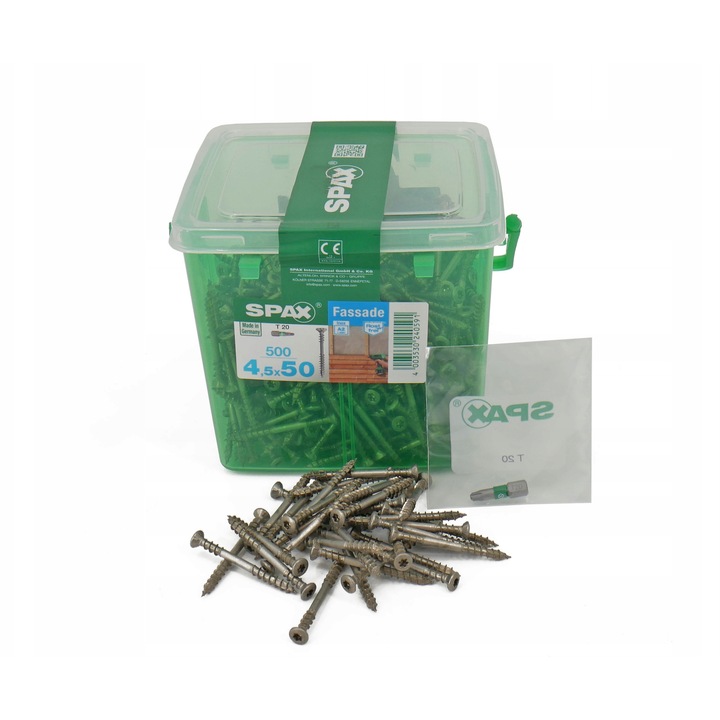 Suruburi Spax pentru fatada, A2, 4,5x50 mm, set 500 bucati, T-STAR plus, argintii