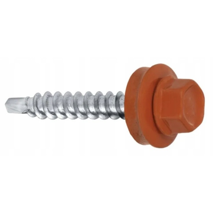 Suruburi auto-perforante Klimas 4,8x70mm, set 200 bucati, RAL 8004, cu garnitura EPDM