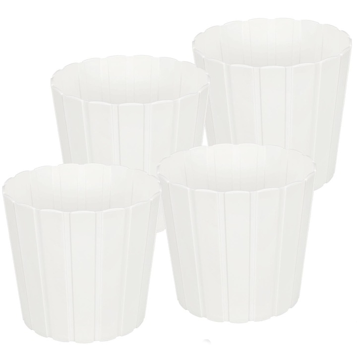 Пластмасова саксия KOTARBAU, комплект от 4 броя, бяла, 20см