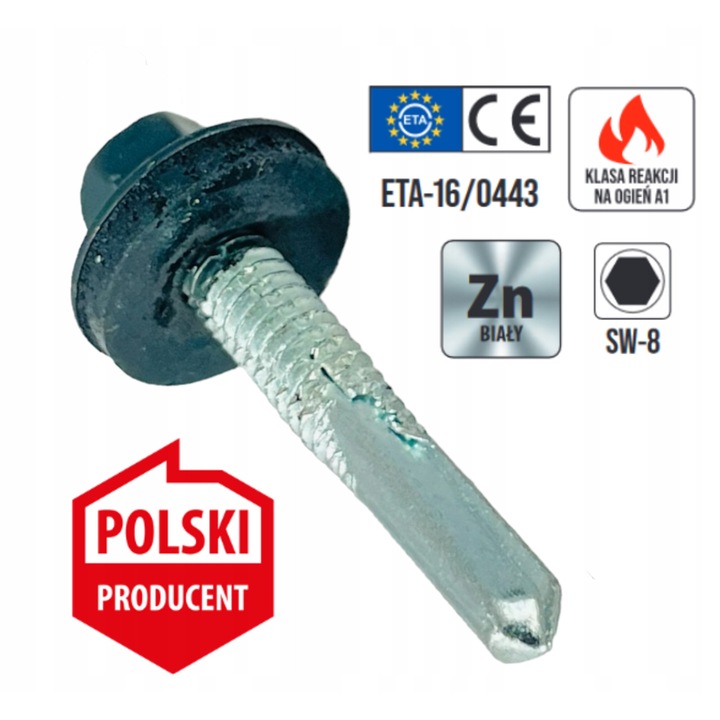 Suruburi auto-perforante Klimas 5,5x32mm RAL 7016, set 250 bucati, cu EPDM