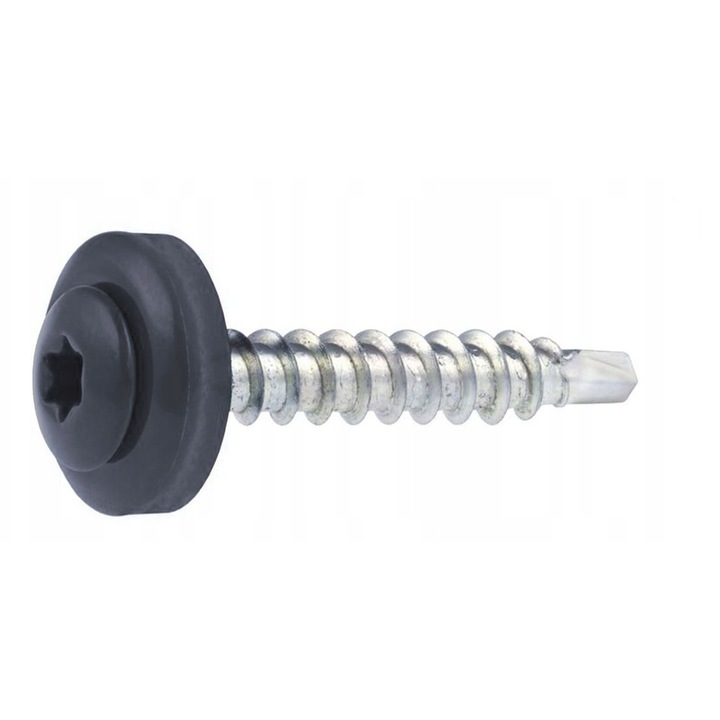 Suruburi auto-perforante cu saiba EPDM, Klimas, 4,8x35mm, RAL 7016, set 250 bucati