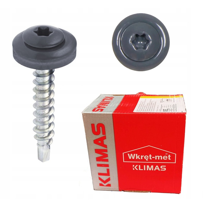 Suruburi auto-perforante pentru lemn Klimas, 4,8x35mm, set 250 buc, RAL 7024