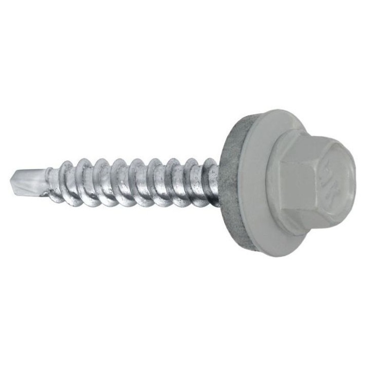 Suruburi auto-perforante Wkret-met 4,8x100mm RAL 9006, set 100 bucati, cu rondela EPDM